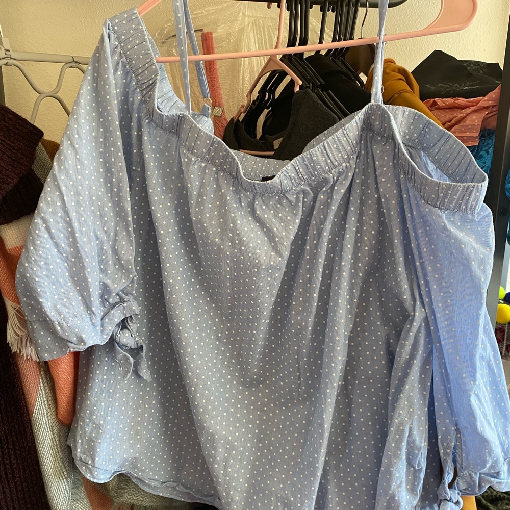 Polka dot off shoulder blouse